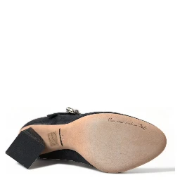 Black Brocade Mary Janes Heels Pumps Shoes