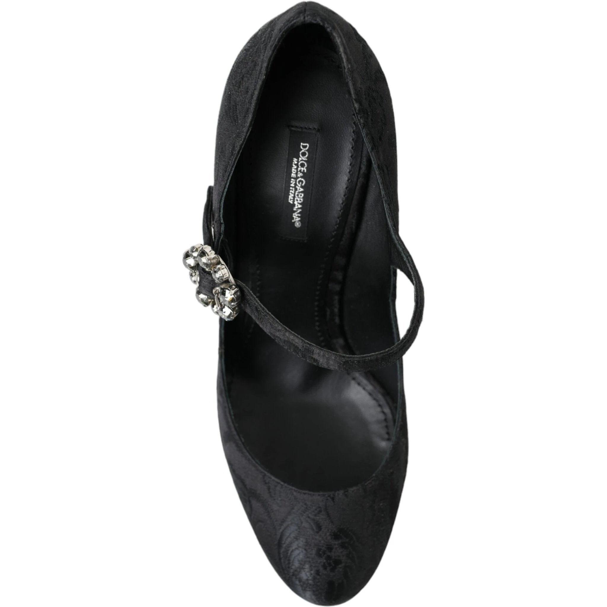 Black Brocade Mary Janes Heels Pumps Shoes