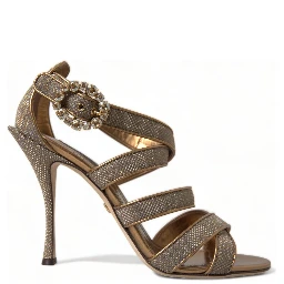 Bronze Crystal Strap Heels Sandals Shoes