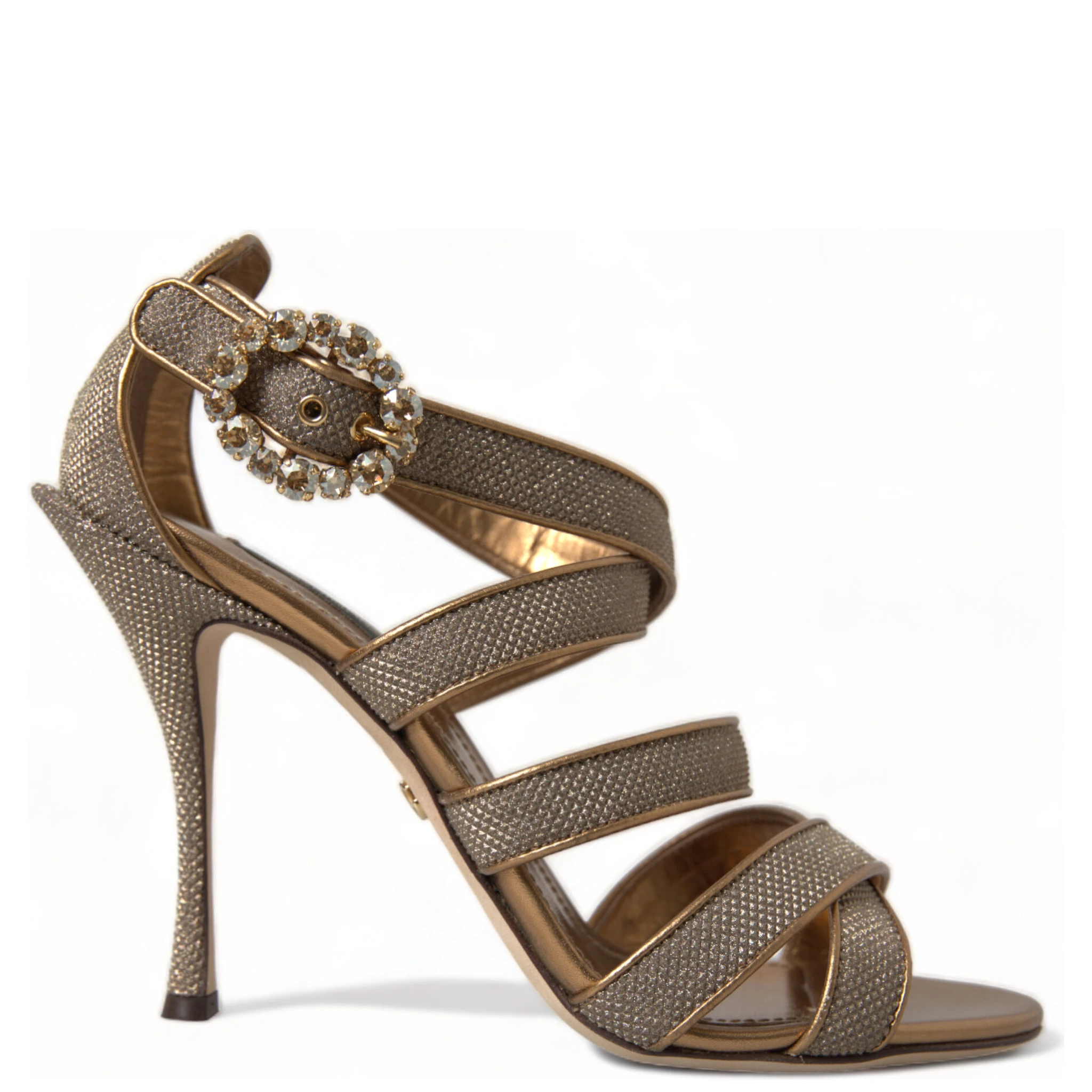Bronze Crystal Strap Heels Sandals Shoes