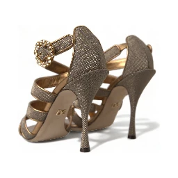 Bronze Crystal Strap Heels Sandals Shoes