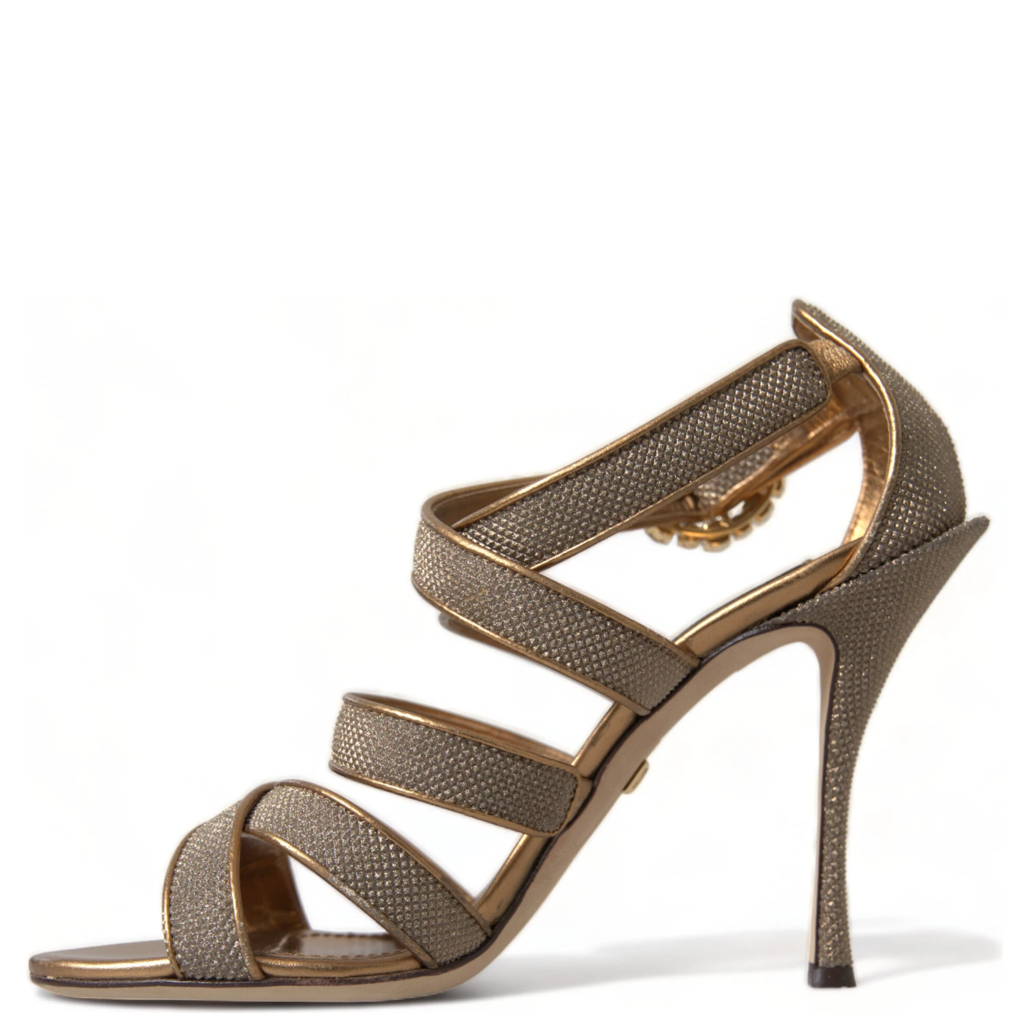 Bronze Crystal Strap Heels Sandals Shoes