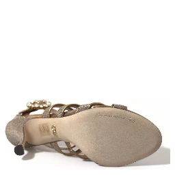 Bronze Crystal Strap Heels Sandals Shoes