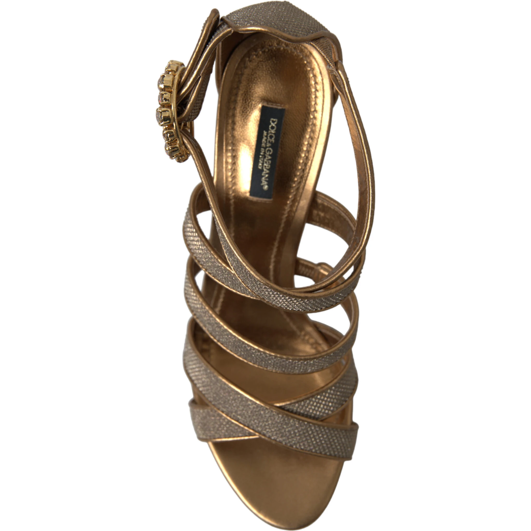 Bronze Crystal Strap Heels Sandals Shoes