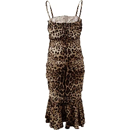 Brown Leopard Print Ruched Midi Dress