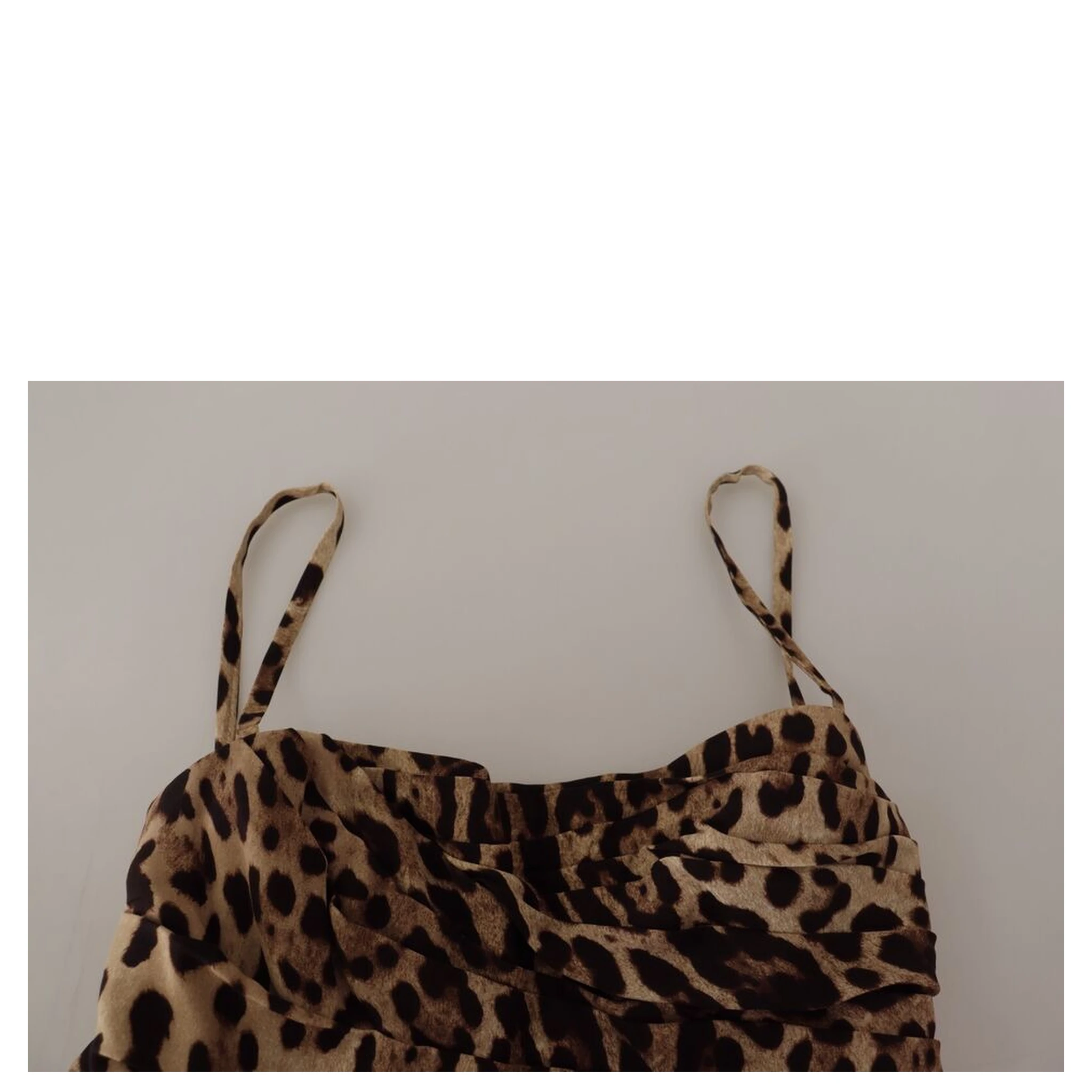 Brown Leopard Print Ruched Midi Dress