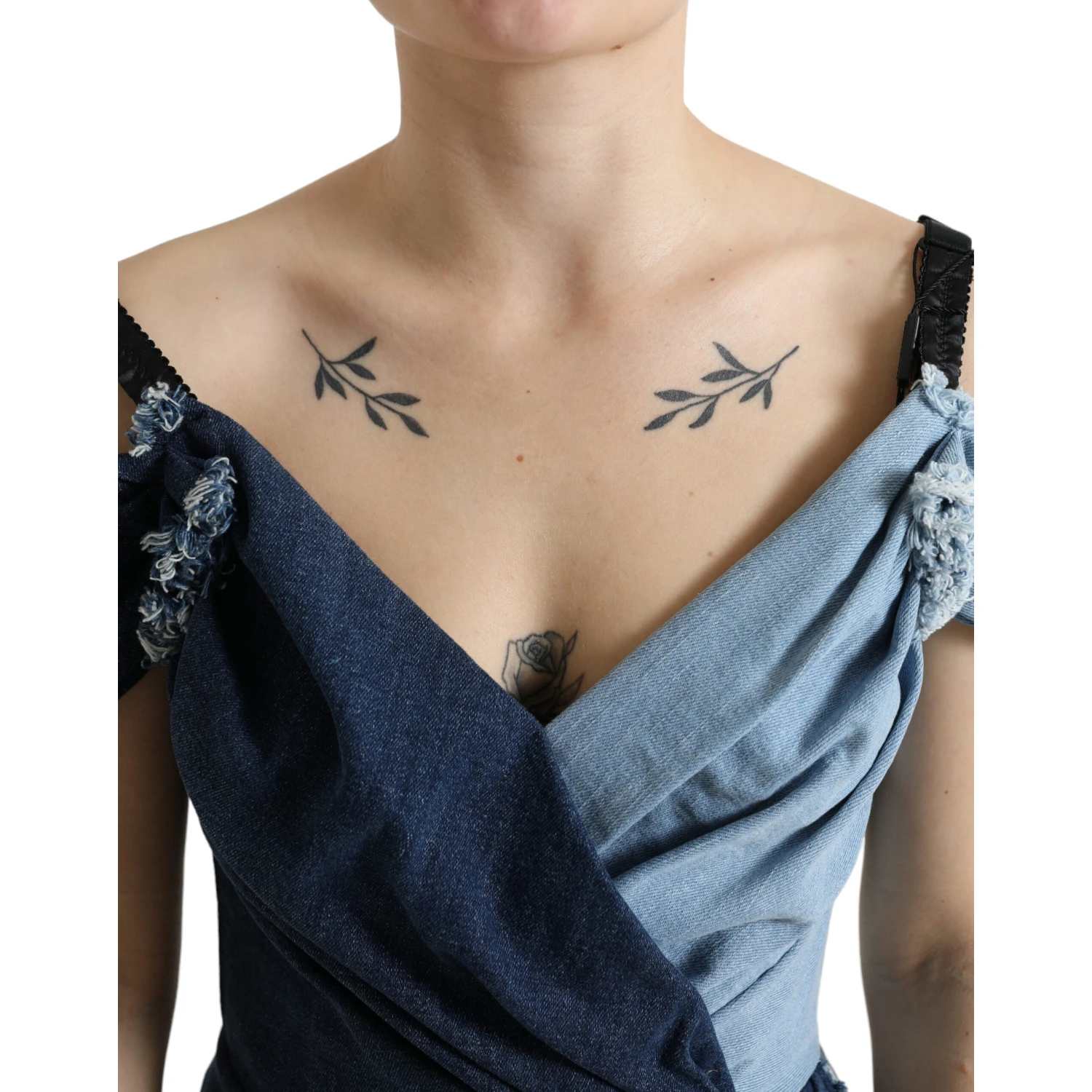Blue Patchwork Two Tone Denim Mini Dress