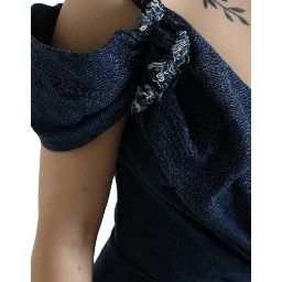 Blue Patchwork Two Tone Denim Mini Dress