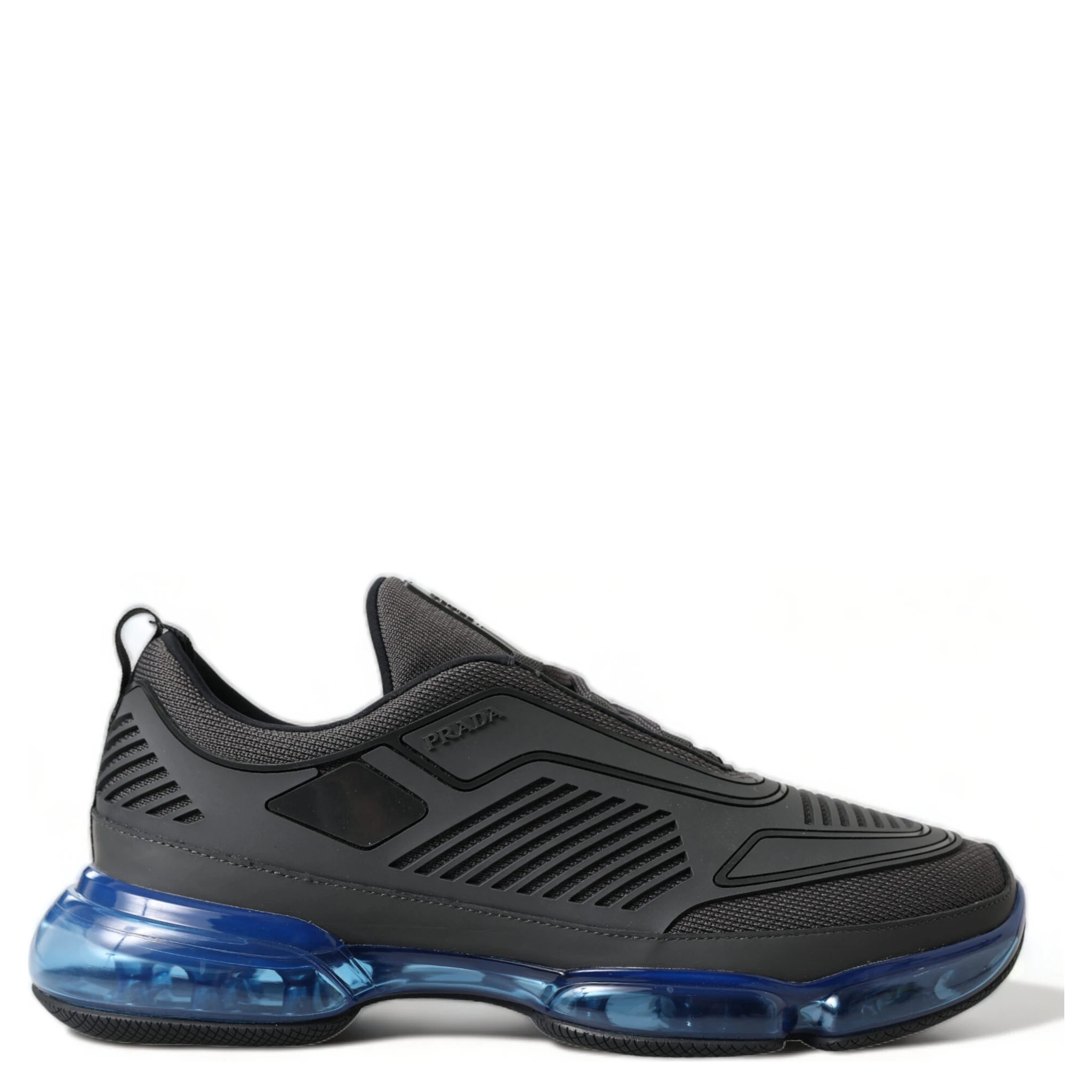 Black Blue Rubber Knit Slip On Low Top Sneakers Shoes