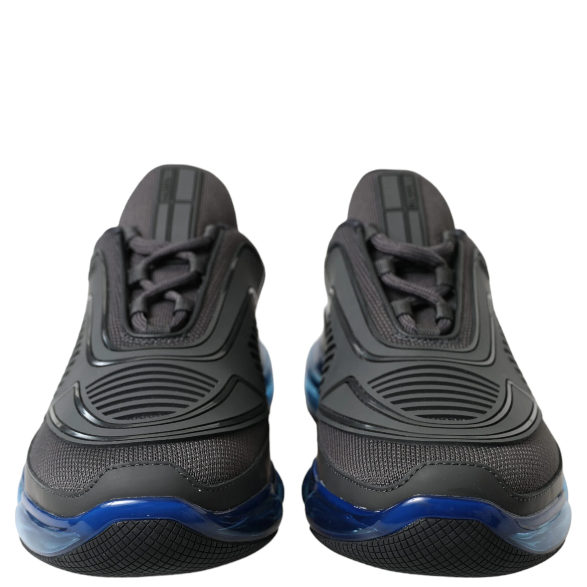 Black Blue Rubber Knit Slip On Low Top Sneakers Shoes