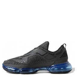 Black Blue Rubber Knit Slip On Low Top Sneakers Shoes