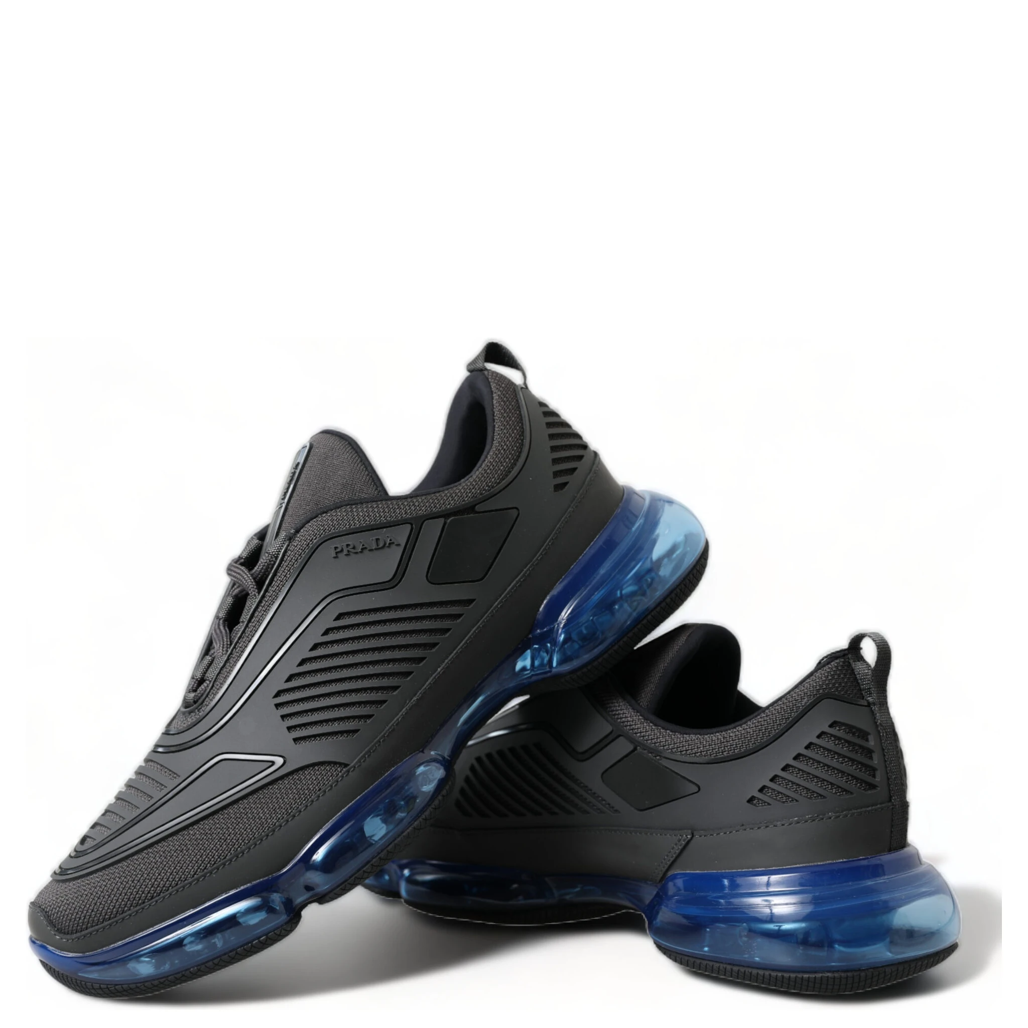 Black Blue Rubber Knit Slip On Low Top Sneakers Shoes