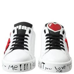 White Love Patch Portofino Classic Sneakers Shoes
