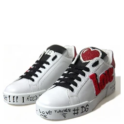 White Love Patch Portofino Classic Sneakers Shoes