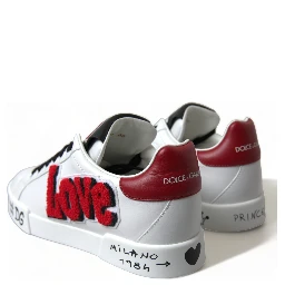 White Love Patch Portofino Classic Sneakers Shoes