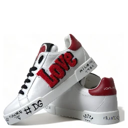 White Love Patch Portofino Classic Sneakers Shoes