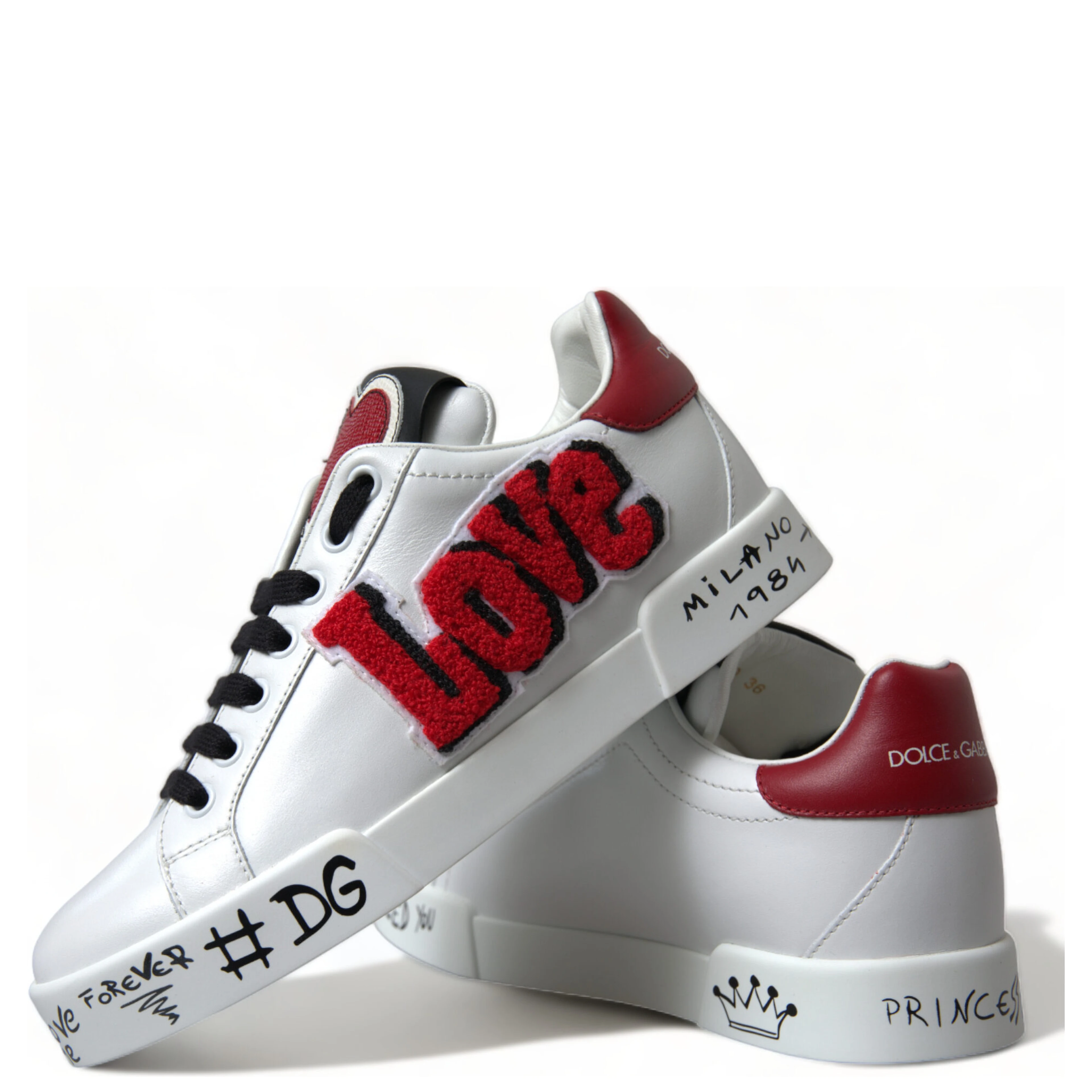 White Love Patch Portofino Classic Sneakers Shoes