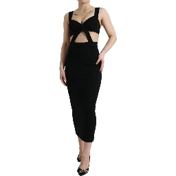 Black Cut Out Sleeveless Bodycon Midi Dress