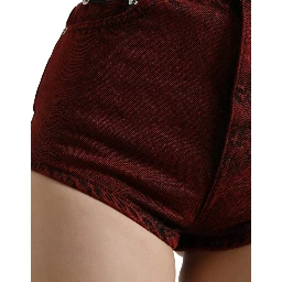 Red Stretch High Waist Denim Hot Pants Shorts