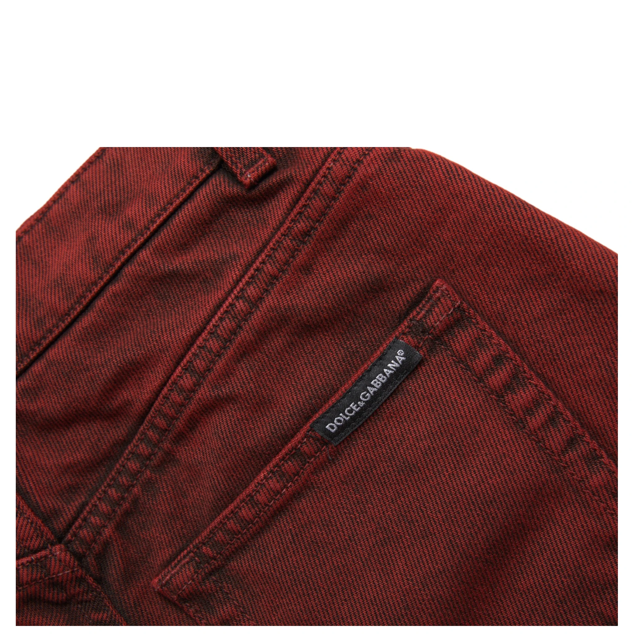 Red Stretch High Waist Denim Hot Pants Shorts