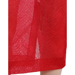 Red Sheer High Waist Pencil Cut Midi Skirt