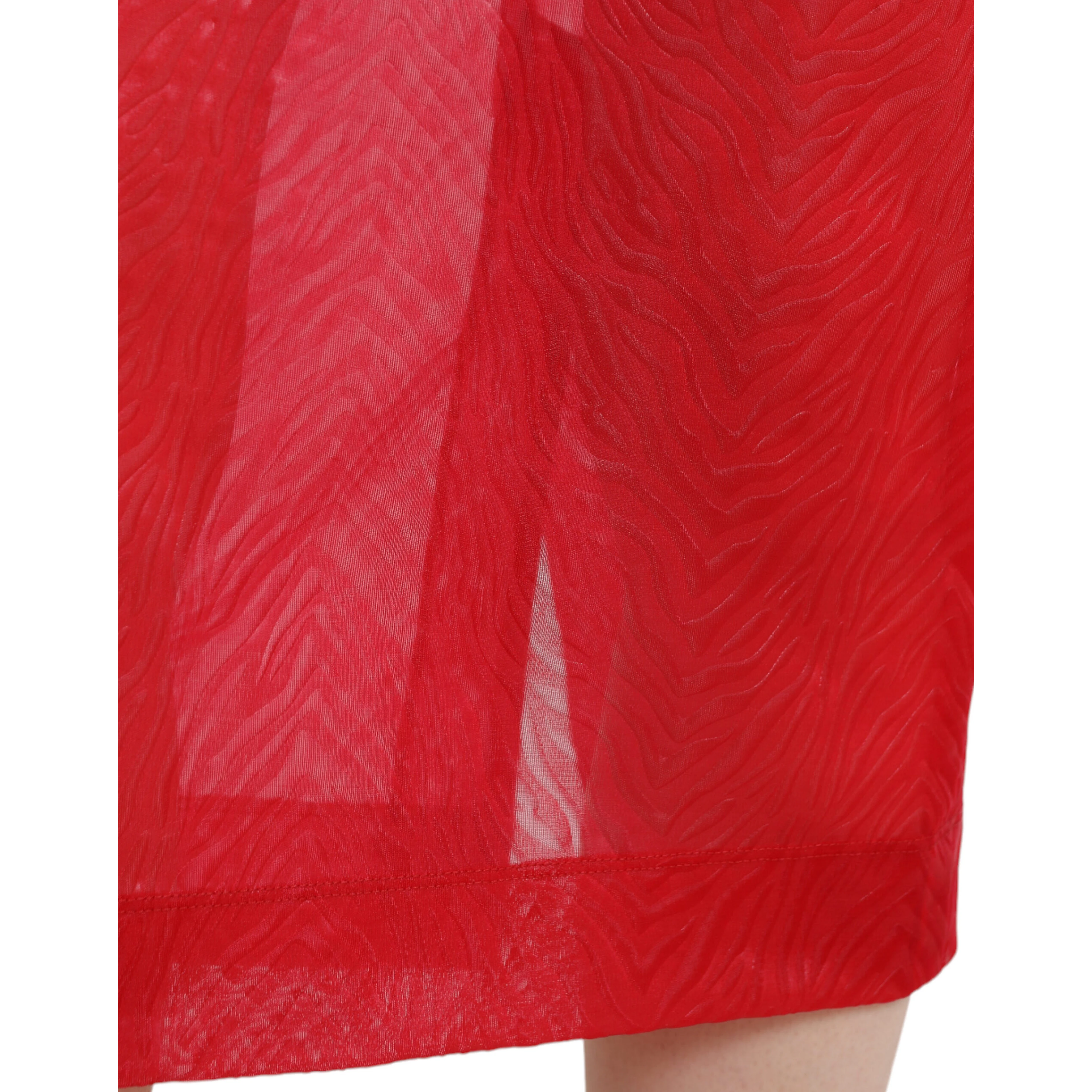 Red Sheer High Waist Pencil Cut Midi Skirt
