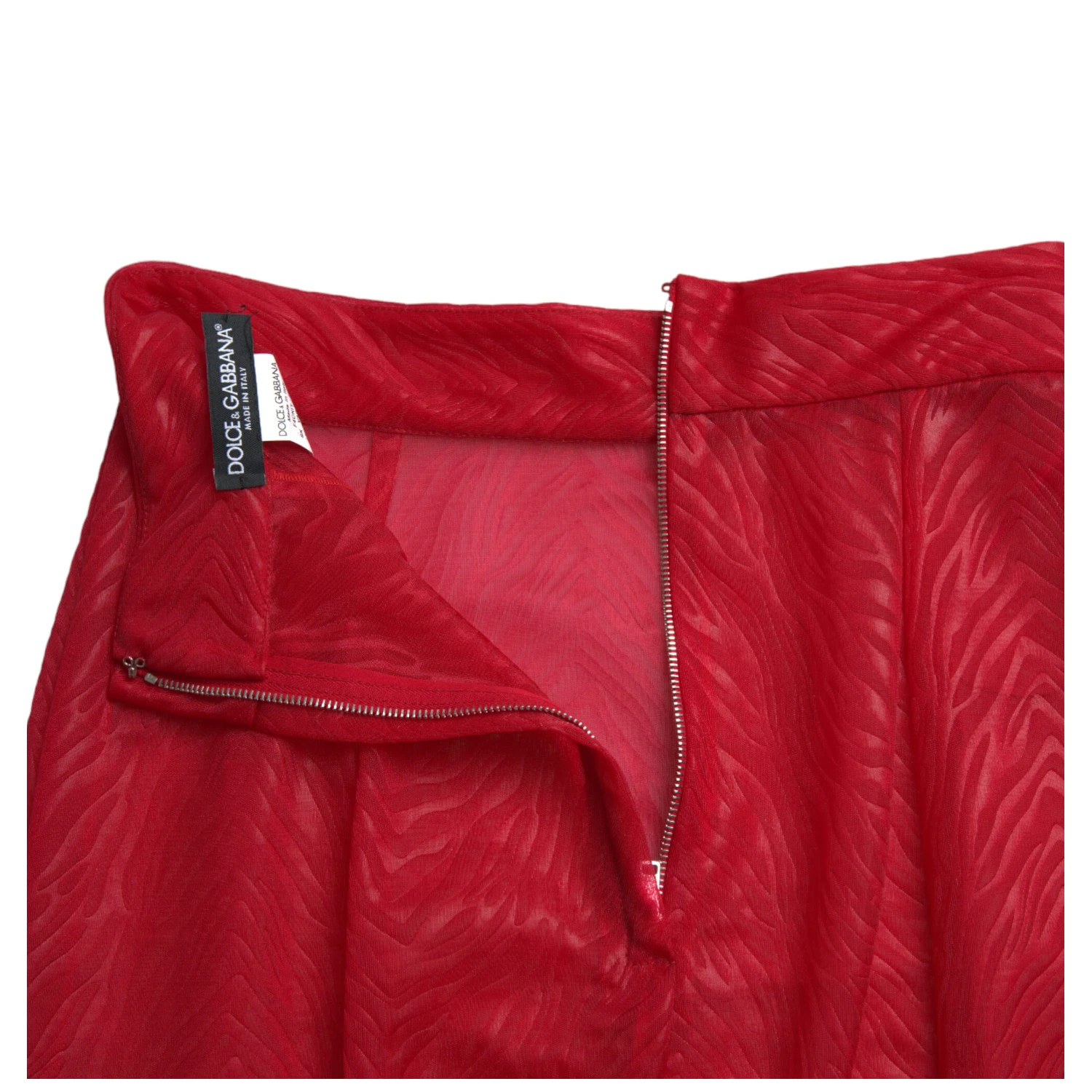 Red Sheer High Waist Pencil Cut Midi Skirt