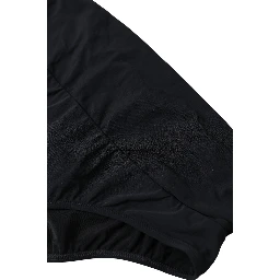 Black Nylon Stretch Swimwear Slip Bottom Bikini