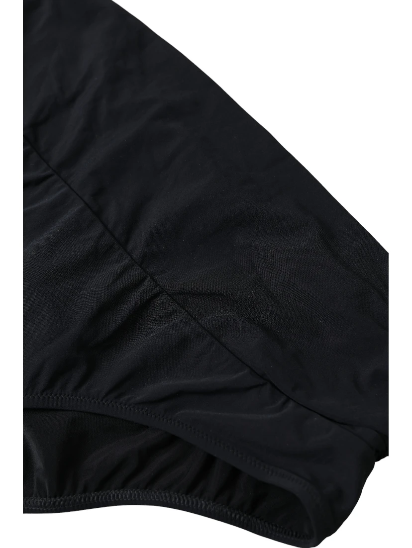 Black Nylon Stretch Swimwear Slip Bottom Bikini