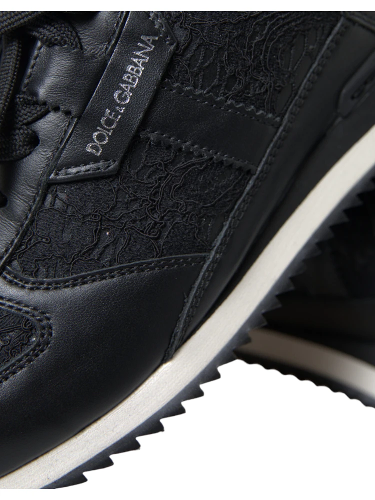Black Floral Lace Leather Sneakers Shoes alternative