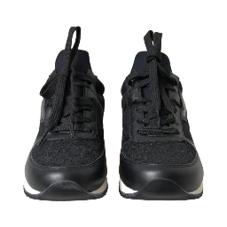 Black Floral Lace Leather Sneakers Shoes