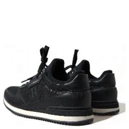 Black Floral Lace Leather Sneakers Shoes