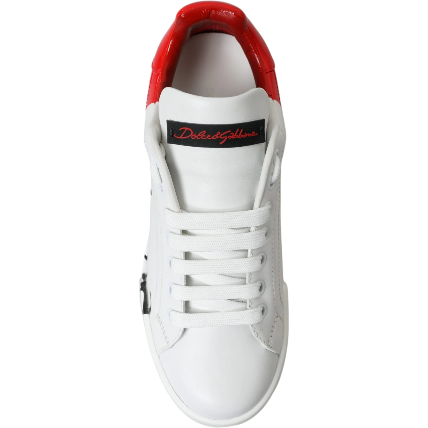 White Red Lace Up Womens Low Top Sneakers Shoes