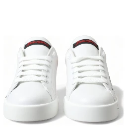 White Red Lace Up Womens Low Top Sneakers Shoes