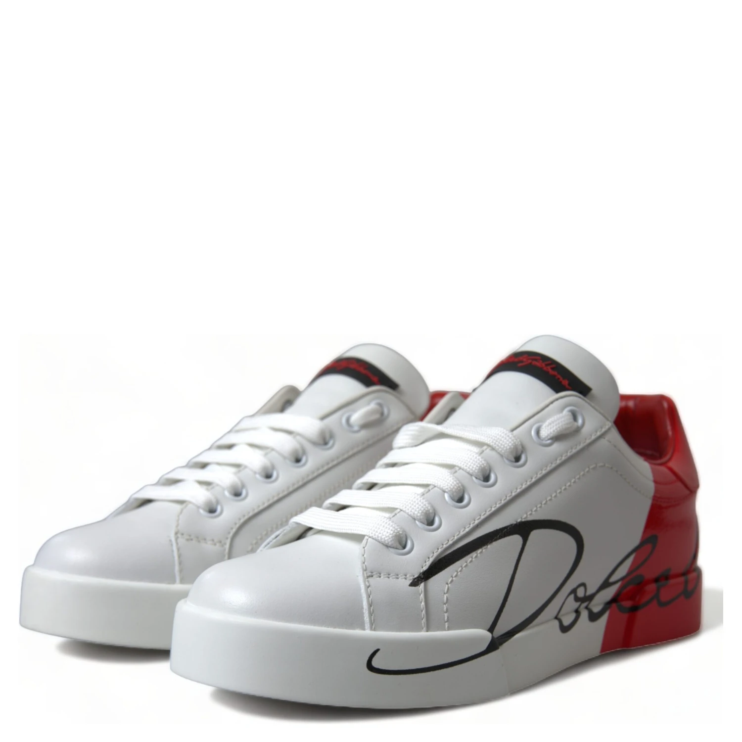 White Red Lace Up Womens Low Top Sneakers Shoes