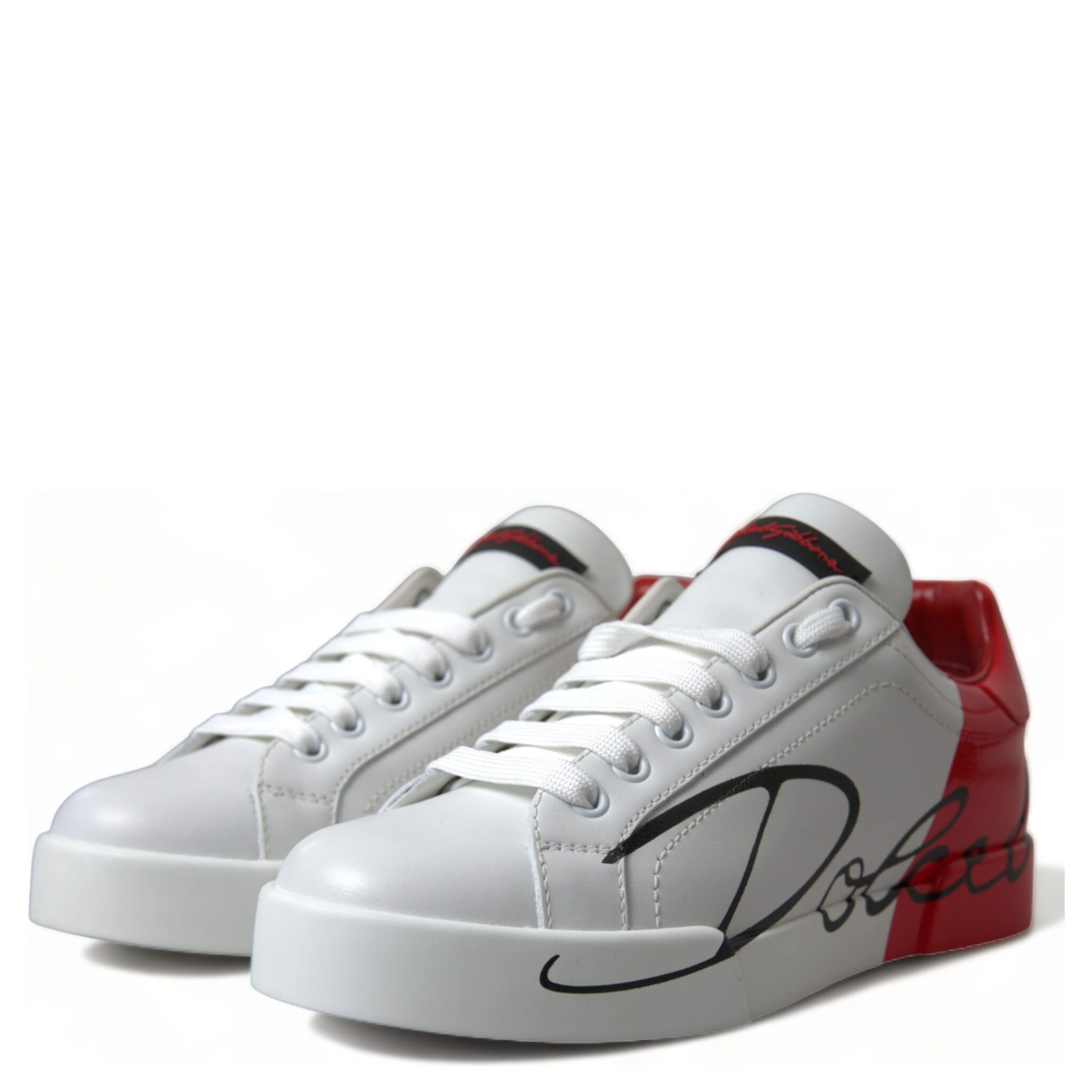 White Red Lace Up Womens Low Top Sneakers Shoes