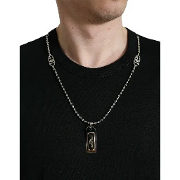 Black Cotton Dog Tag Round Neck T-shirt