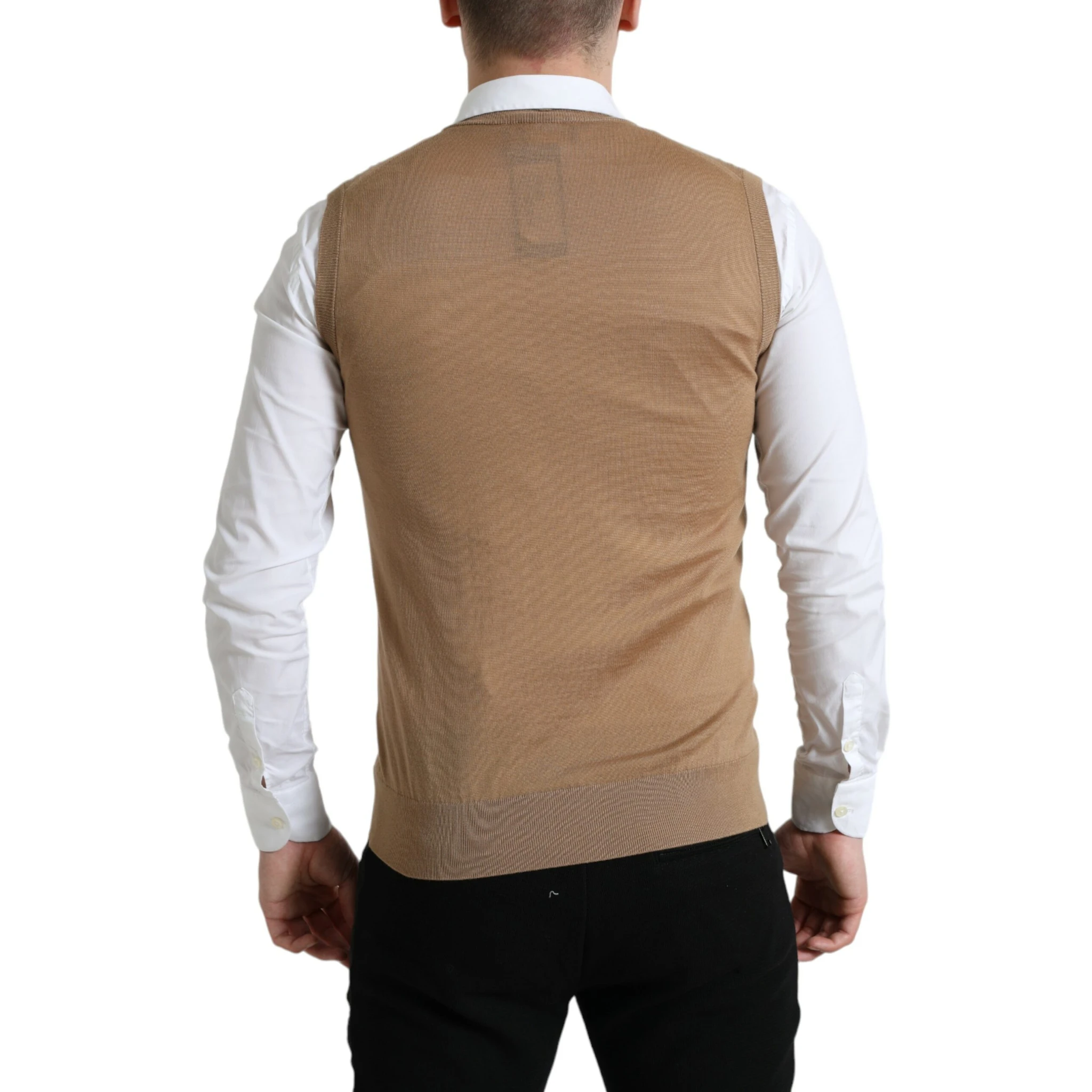 Brown Wool Sleeveless Pullover Sweater