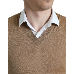 Brown Wool Sleeveless Pullover Sweater