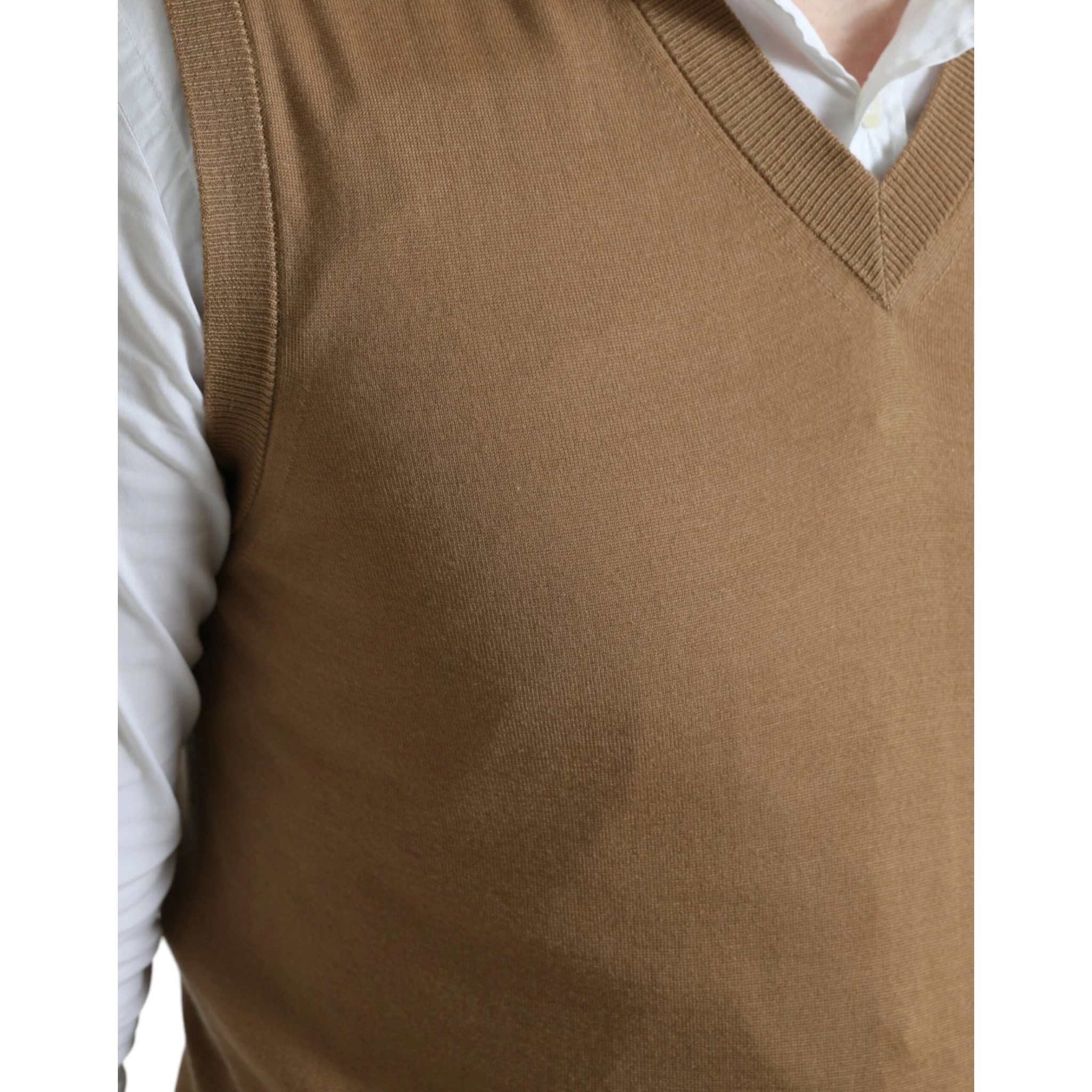 Brown Wool Sleeveless Pullover Sweater