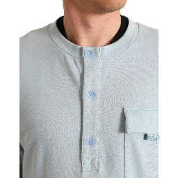 Light Blue Cotton Buttoned Pullover Sweater