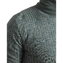 Green Polyester Turtleneck Pullover Sweater