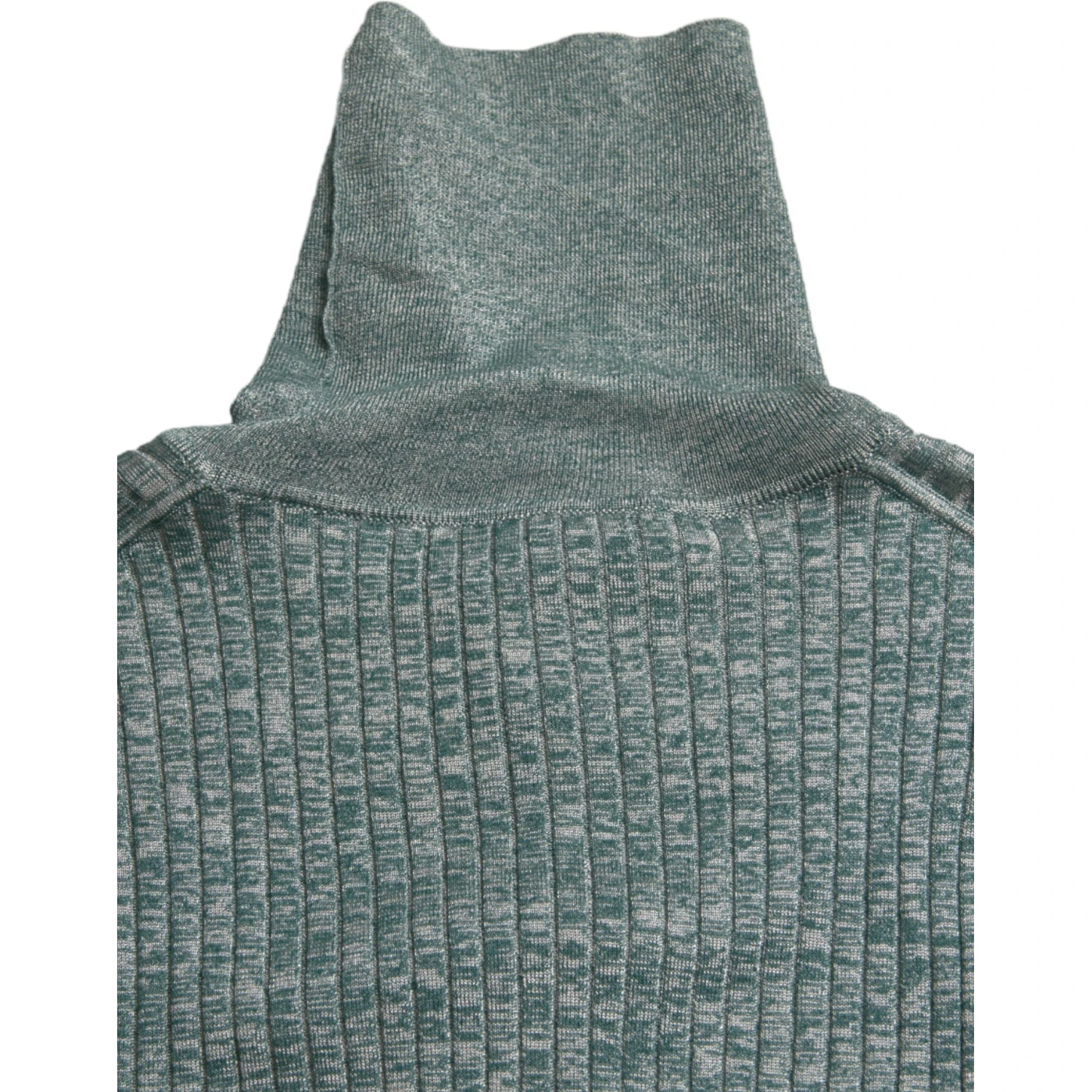 Green Polyester Turtleneck Pullover Sweater