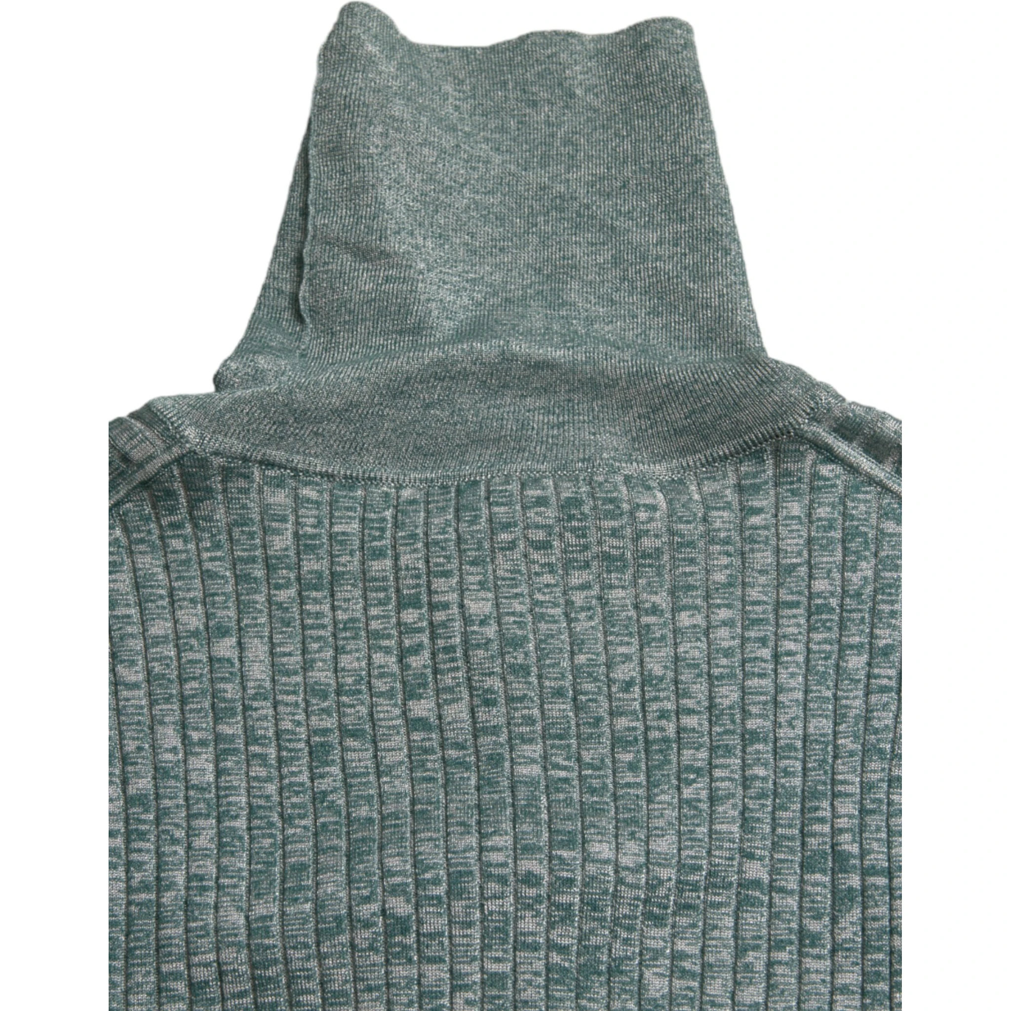 Green Polyester Turtleneck Pullover Sweater