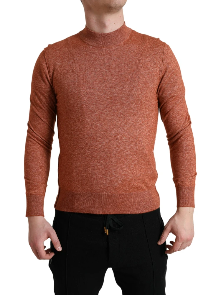 Orange Cashmere Crew Neck Pullover Sweater