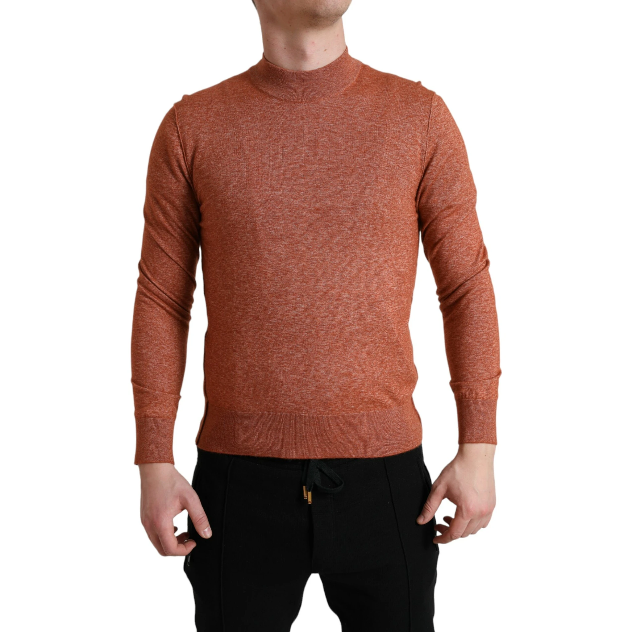 Orange Cashmere Crew Neck Pullover Sweater