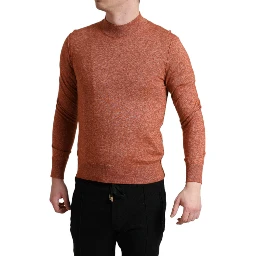 Orange Cashmere Crew Neck Pullover Sweater