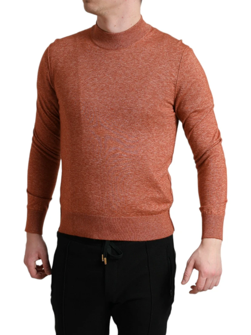 Orange Cashmere Crew Neck Pullover Sweater