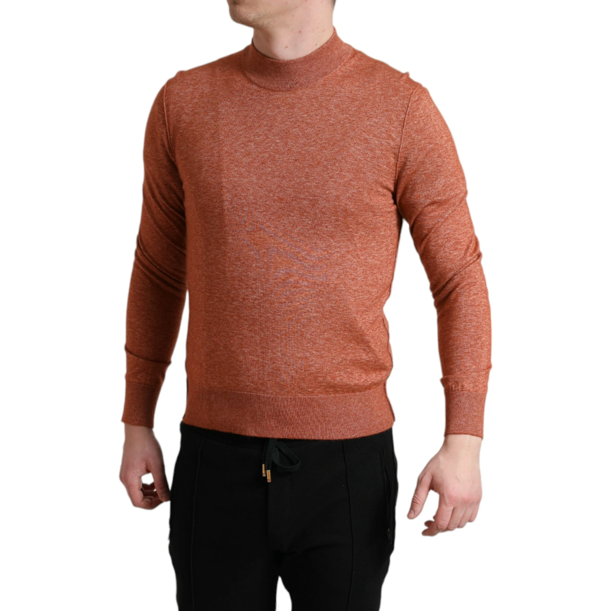 Orange Cashmere Crew Neck Pullover Sweater