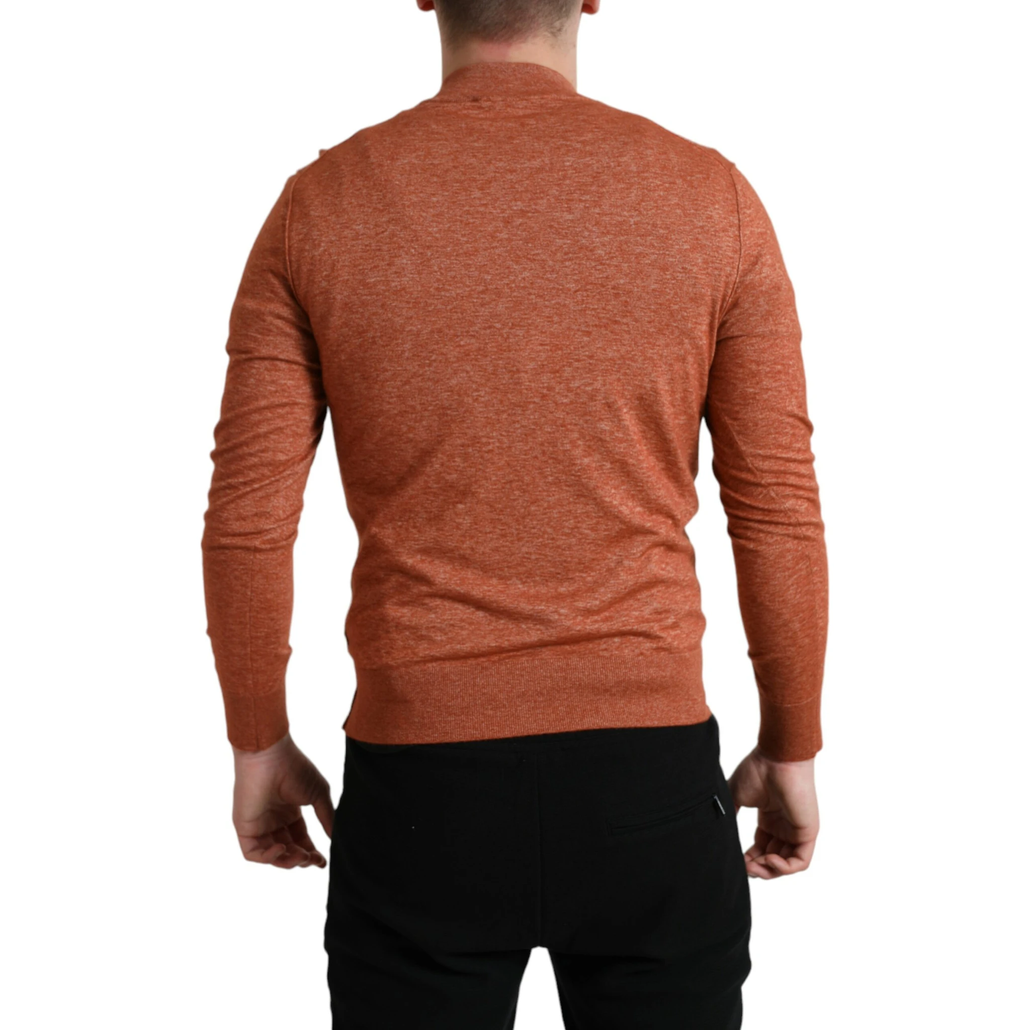 Orange Cashmere Crew Neck Pullover Sweater